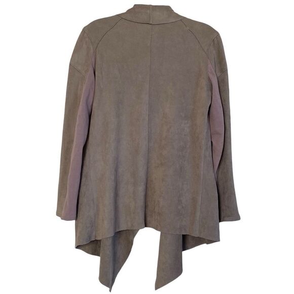 Blank NYC Taupe Faux Leather Suede Open Waterfall Drape Two Way Jacket Sz XS - Picture 14 of 16